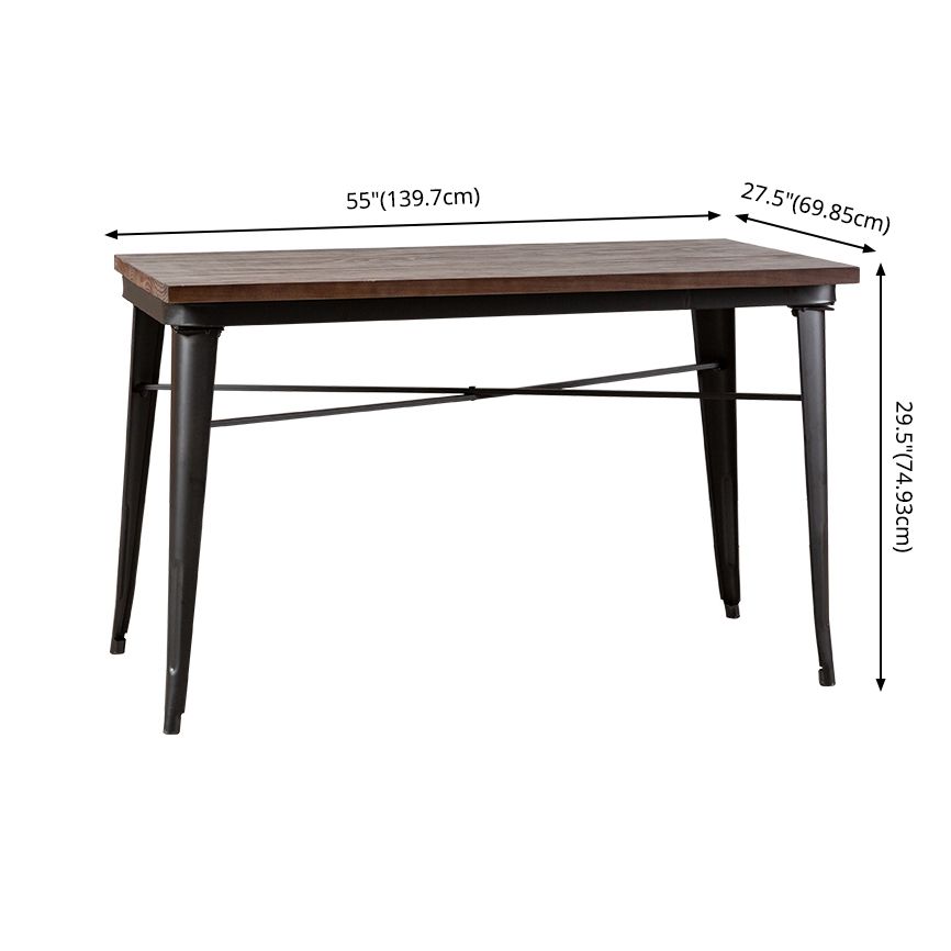 Industrial Style Solid Wood Dining Set with Brown Rectangle Table and 4 Black Legs Base Clearhalo 'Dining Room Sets' 'Dining Tables & Seating' 'dining_room_set' 'furn' 'furn_dining_room_set' 'Furniture' 'furniture_dining_room_set' 'Kitchen & Dining Furniture' 'kitchen&dining_furn' 'kitchen' 1200x1200_6ef6c2db-0151-4340-bd7b-faea25f1e7d7