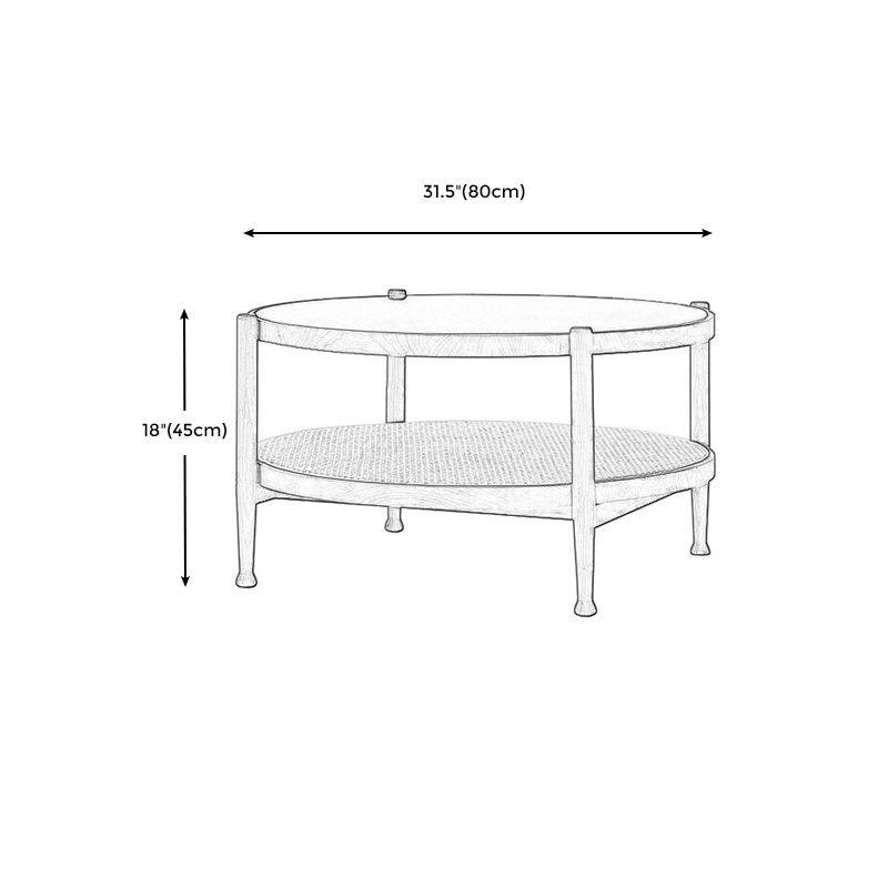 Modern Wood 4 Legs 1 Coffee Table with Shelf Round Glass Table Clearhalo 'Coffee & Accent Tables' 'Coffee Tables' 'coffee_tables' 'furn' 'furn_coffee_tables' 'Furniture' 'furniture_coffee_tables' 'Living Room Furniture' 1200x1200_6ef85445-583d-4681-8eb6-6ffeb0779f1b