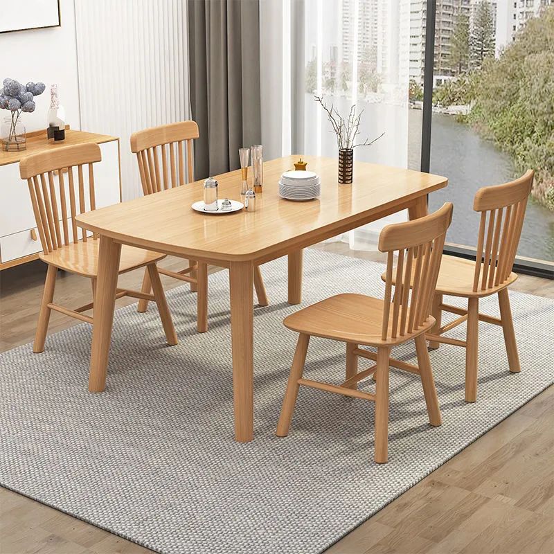 Rubberwood Solid Wood Dining Table Simplicity Style Dinette Table for Indoor Clearhalo ' dining_table' 'Dining Tables & Seating' 'Dining Tables' 'furn' 'furn_dining_table' 'Furniture' 'furniture_dining_table' 'Kitchen & Dining Furniture' 'kitchen&dining_furn' 'kitchen' 'kitchen_dining_table' 1200x1200_6efa5031-ad65-4a3f-a3a5-29333eac11fa