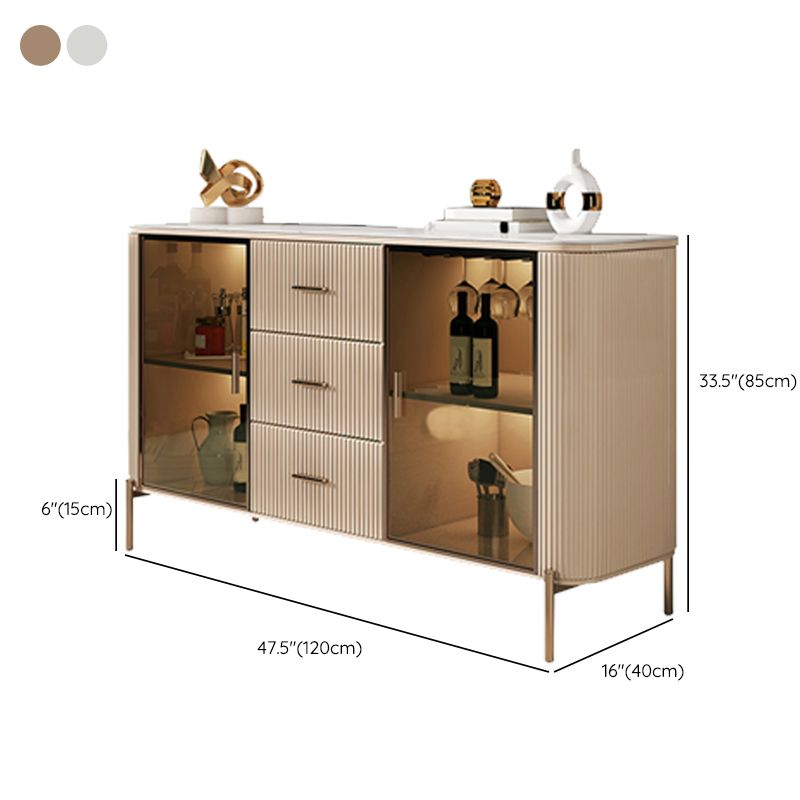 Credenza a 3 tradizioni in pietra sinterizzata glam con porte di vetro per soggiorno