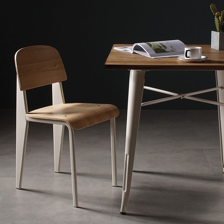 Contemporary Style Dining Room Chairs Metal Armless Chair with Wooden Legs Clearhalo ' kitchen&dining_furn' 'Dining Chairs' 'Dining Tables & Seating' 'dining_chair' 'Furniture' 'furniture_dining_chair' 'Kitchen & Dining Furniture' 'kitchen' 1200x1200_6efc451a-5277-4dd4-996e-b3d32f2c3416