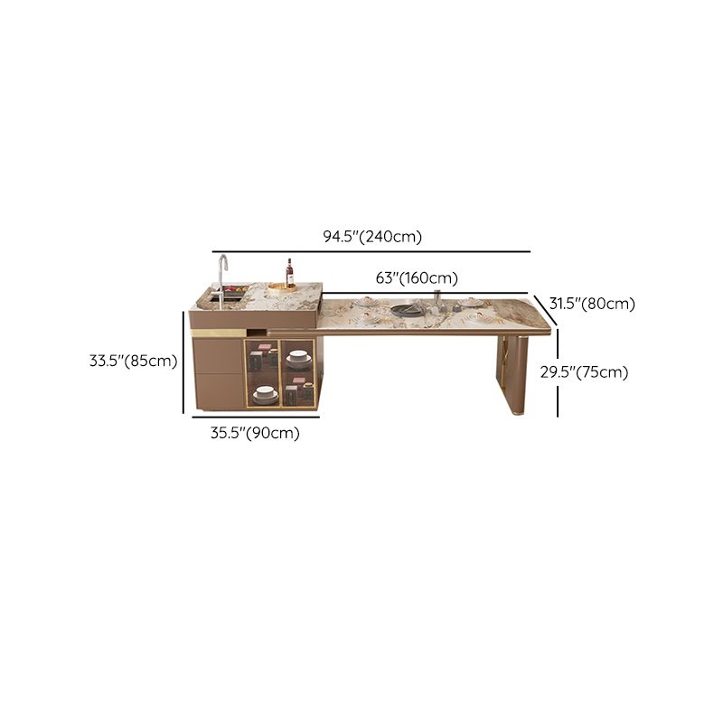 Stone Top Dinette Table with Storage Modern Kitchen Dining Table Clearhalo 'Dining Tables & Seating' 'Dining Tables' 'dining_table' 'furn' 'furn_dining_table' 'Furniture' 'Kitchen & Dining Furniture' 1200x1200_6efc7be9-b8da-478e-aecd-aafeb84f21ad
