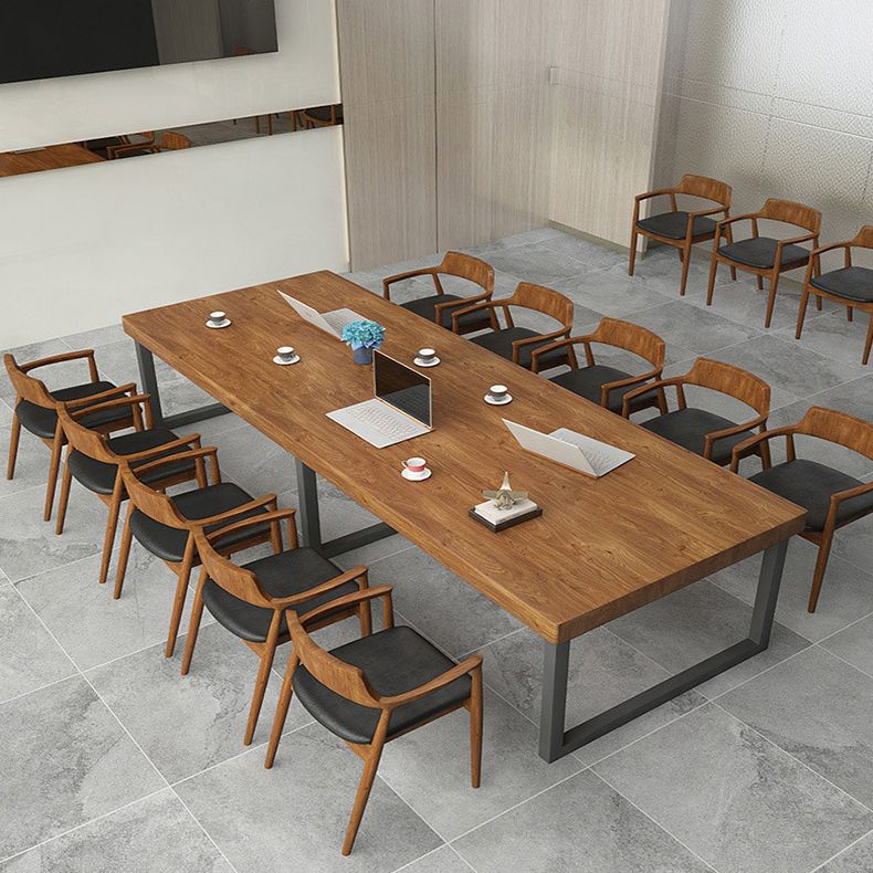 Pine Wood Top Dining Table Industrial Dining Table with Sled Base Clearhalo ' dining_table' 'Dining Tables & Seating' 'Dining Tables' 'furn' 'furn_dining_table' 'Furniture' 'furniture_dining_table' 'Kitchen & Dining Furniture' 'kitchen&dining_furn' 'kitchen' 'kitchen_dining_table' 1200x1200_6eff9690-adfc-43f5-8175-59eccd0b9a6d