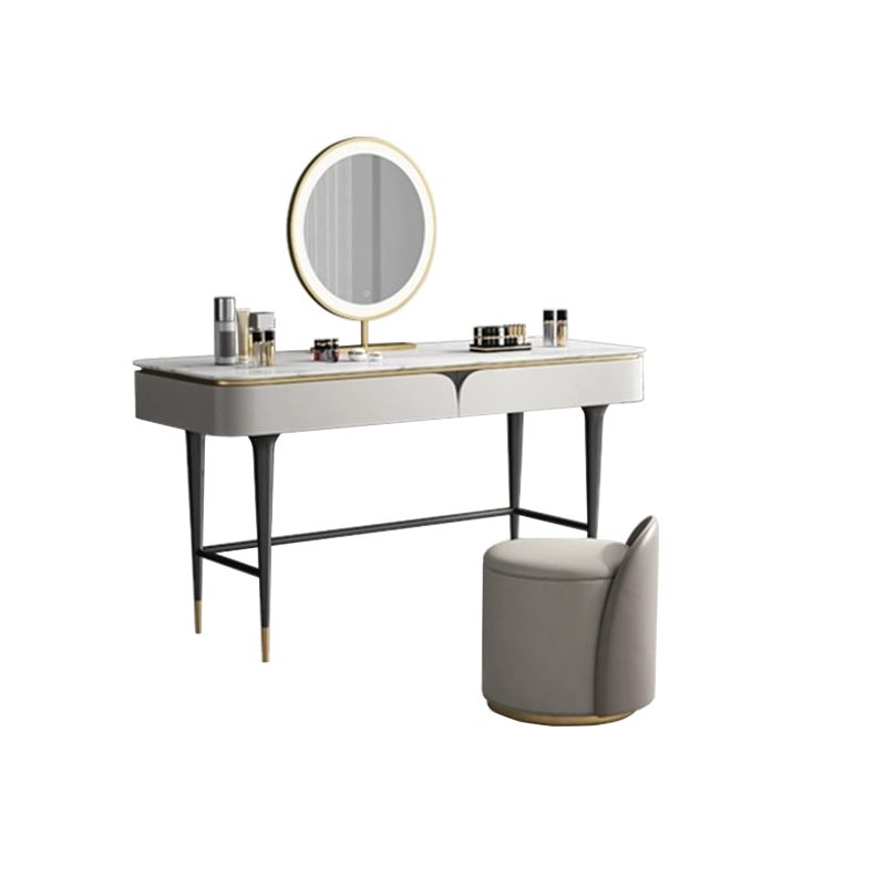 Rock Slate Off-White-Schminktisch mit 4 Schubladen Metallbasis