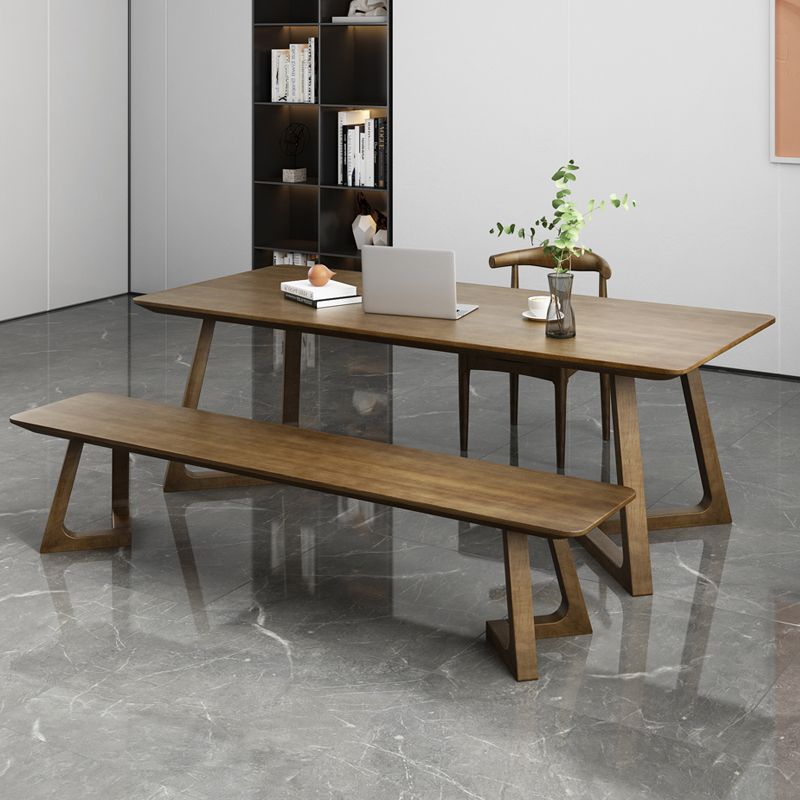 Minimalism Solid Wood Table for Restaurant Rectangle Table with Wood Pedestal Clearhalo 'Dining Tables & Seating' 'Dining Tables' 'dining_table' 'furn' 'furn_dining_table' 'Furniture' 'furniture_dining_table' 'Kitchen & Dining Furniture' 'kitchen' 'kitchen_dining_table' 1200x1200_6f0075d2-3597-4289-a5ff-d8980f4454d2