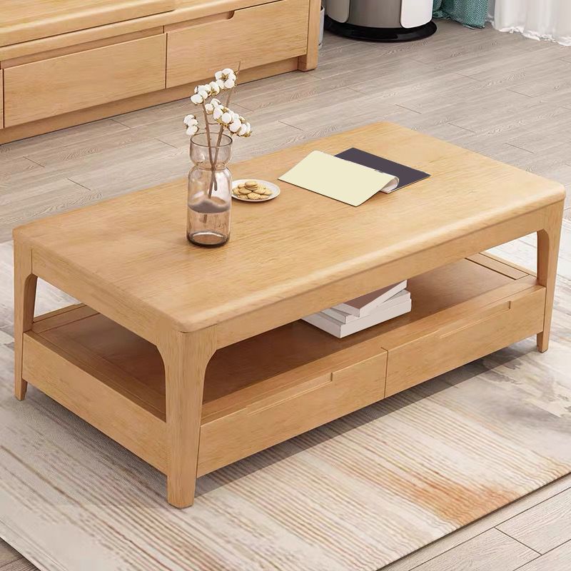 Rechthoekig/vierkante 4 poten Basis massief houten tafel Noordse stijl salontafel
