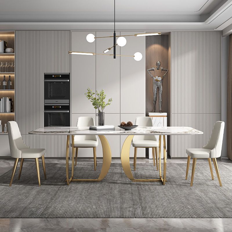 Designer Style Sintered Stone Top Dining Set Rectangle 1/2/5/7 Pieces Dining Table Set Clearhalo 'Dining Room Sets' 'Dining Tables & Seating' 'dining_room_set' 'furn' 'furn_dining_room_set' 'Furniture' 'furniture_dining_room_set' 'Kitchen & Dining Furniture' 1200x1200_6f0091ee-7df5-4c1d-bd8d-783c6f9bf469