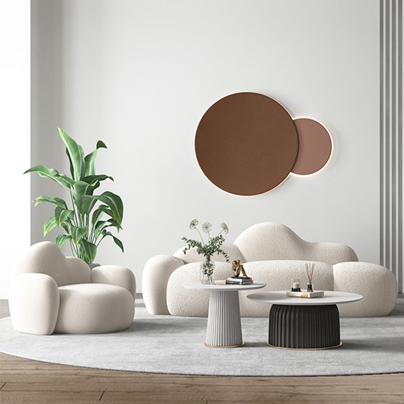 Divano posteriore curvo in lana bianca moderna moderna da 34,65 "H -braccio quadrato