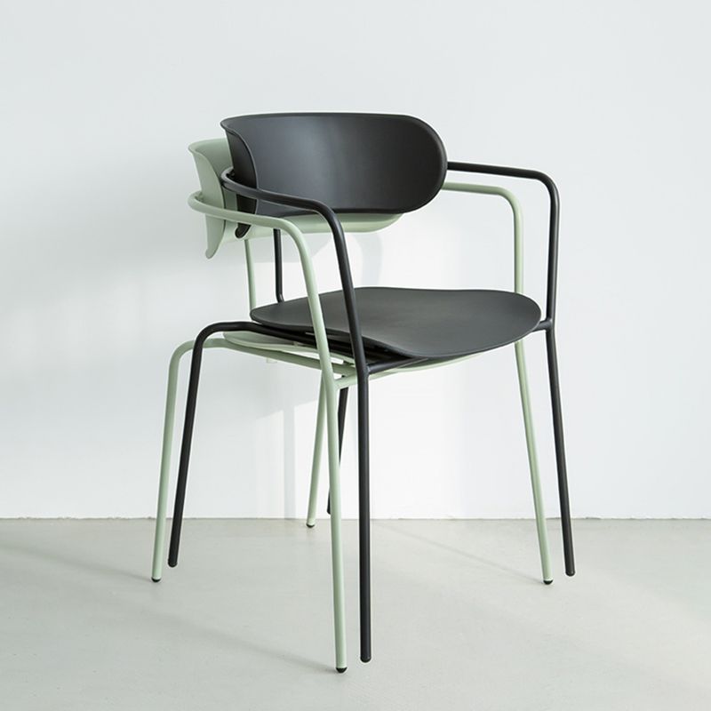 Industrial Style Kitchen Dining Chairs Dining Stackable Arm Chairs with Metal Legs (Set of 4) Clearhalo ' kitchen&dining_furn' 'Dining Chairs' 'Dining Tables & Seating' 'dining_chair' 'furn' 'furn_dining_chair' 'Furniture' 'furniture_dining_chair' 'Kitchen & Dining Furniture' 'kitchen' 1200x1200_6f023f51-bc44-4e7d-88a2-d70cb2c70cc1