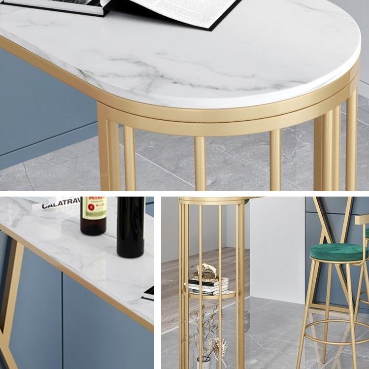Glam Gold Iron Bar Table Faux Marble White Specialty Top 41.3"H Bistro Table Clearhalo 'Bar Furniture' 'Bar Tables' 'bar_tables' 'furn' 'furn_bar_tables' 'Furniture' 'furniture_bar_tables' 'Kitchen & Dining Furniture' 1200x1200_6f029652-8a4f-44cc-a4d0-3f6872239627