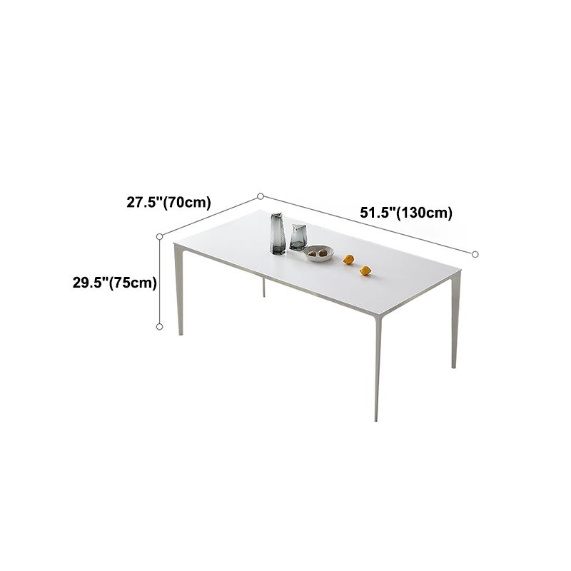 Modern Rectangle Dining Table Stone Top Table with Metal Base in White Clearhalo 'Dining Tables & Seating' 'Dining Tables' 'dining_table' 'Furniture' 'furniture_dining_table' 'Kitchen & Dining Furniture' 1200x1200_6f05cf37-81c7-48c6-a8cf-dae21b5f7360