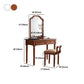Bureau de vanité en bois massif, 2 tiroirs avec miroir et tabouret rembourré, 29,92 "H