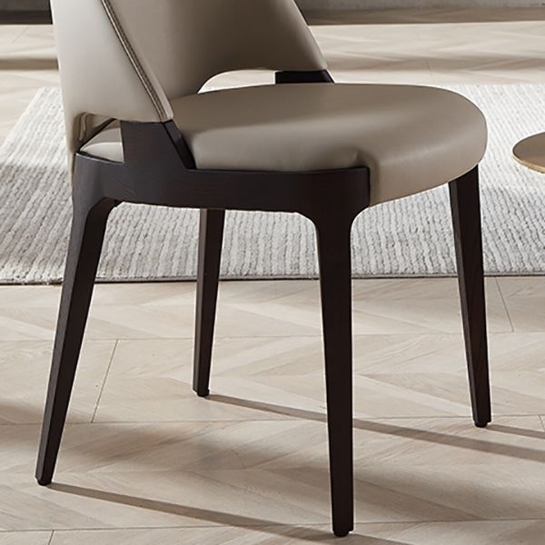 Sedia da pranzo in legno in pelle in pelle moderna per sala da pranzo