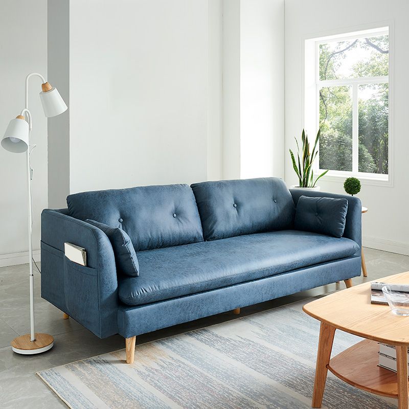 Canapé de bras carré tufté à 3 places en cuir en cuir simple canapé-coussin