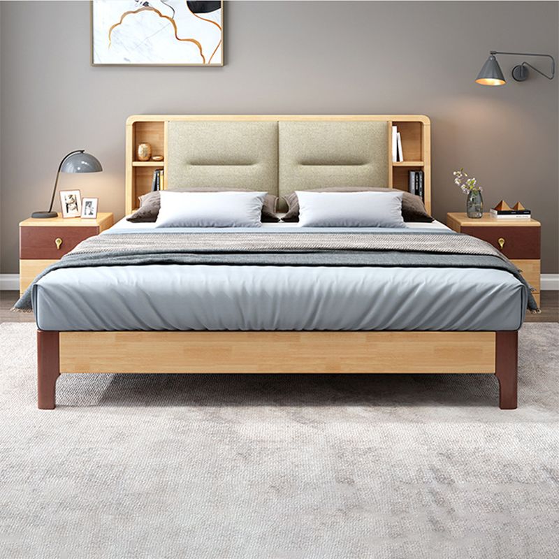 Scandinavian Solid Wood Storage with Rectangular Headboard Bed Frame