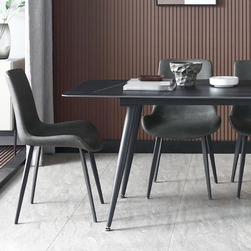 Industrial Solid Back Side Chairs PU Leather Dining Chairs for Home