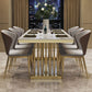 Glam Standard Kitchen Dining Table White Sintered Stone Dining Table with Trestle Base Clearhalo ' dining_table' 'Dining Tables & Seating' 'Dining Tables' 'furn' 'furn_dining_table' 'Furniture' 'furniture_dining_table' 'Kitchen & Dining Furniture' 'kitchen&dining_furn' 'kitchen' 'kitchen_dining_table' 1200x1200_6f0d25be-f3a1-46b1-8b90-1e1238cf7b82