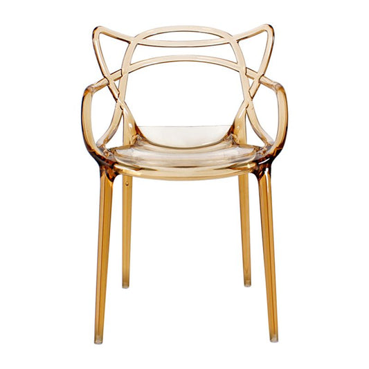 Zeitgenössischer Innenplastik Open Rücken Stapel Essarmstuhl