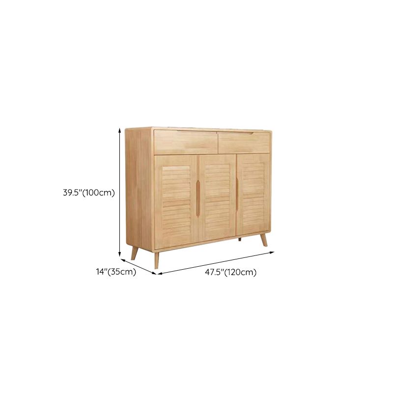 Modern Cabinet Rectangle With Doors Solid Wood with Shelves Accent Cabinet