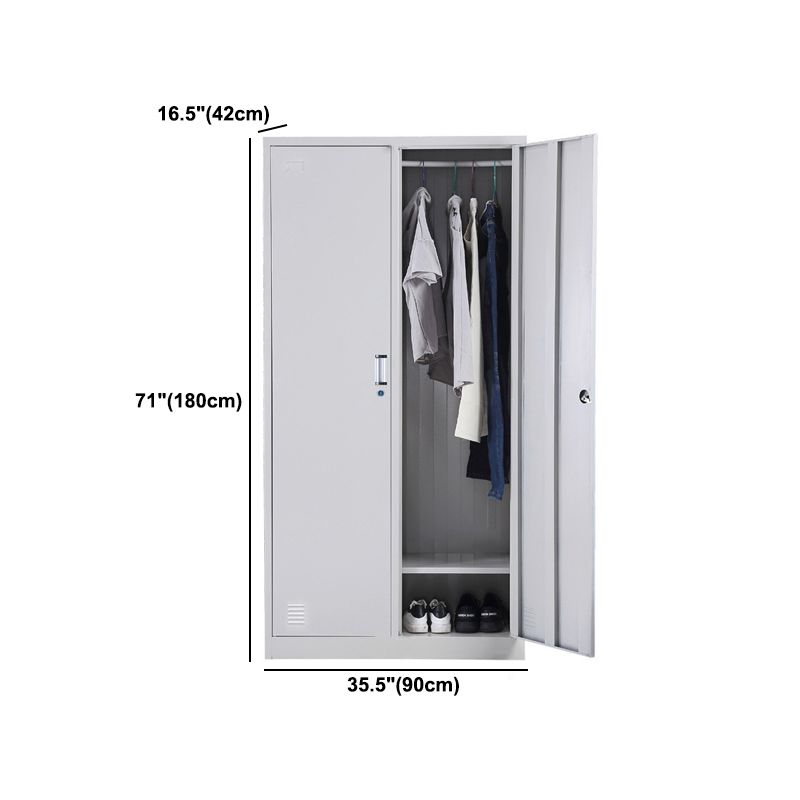 Metal Wardrobe Cabinet Contemporary Grey Wardrobe Armoire for Home Clearhalo 'Armoires & Wardrobes' 'armoires_wardrobes' 'Bedroom Furniture' 'furn' 'furn_armoires_wardrobes' 'Furniture' 1200x1200_6f10c538-737b-410c-8fb9-5ff8bd4205c2