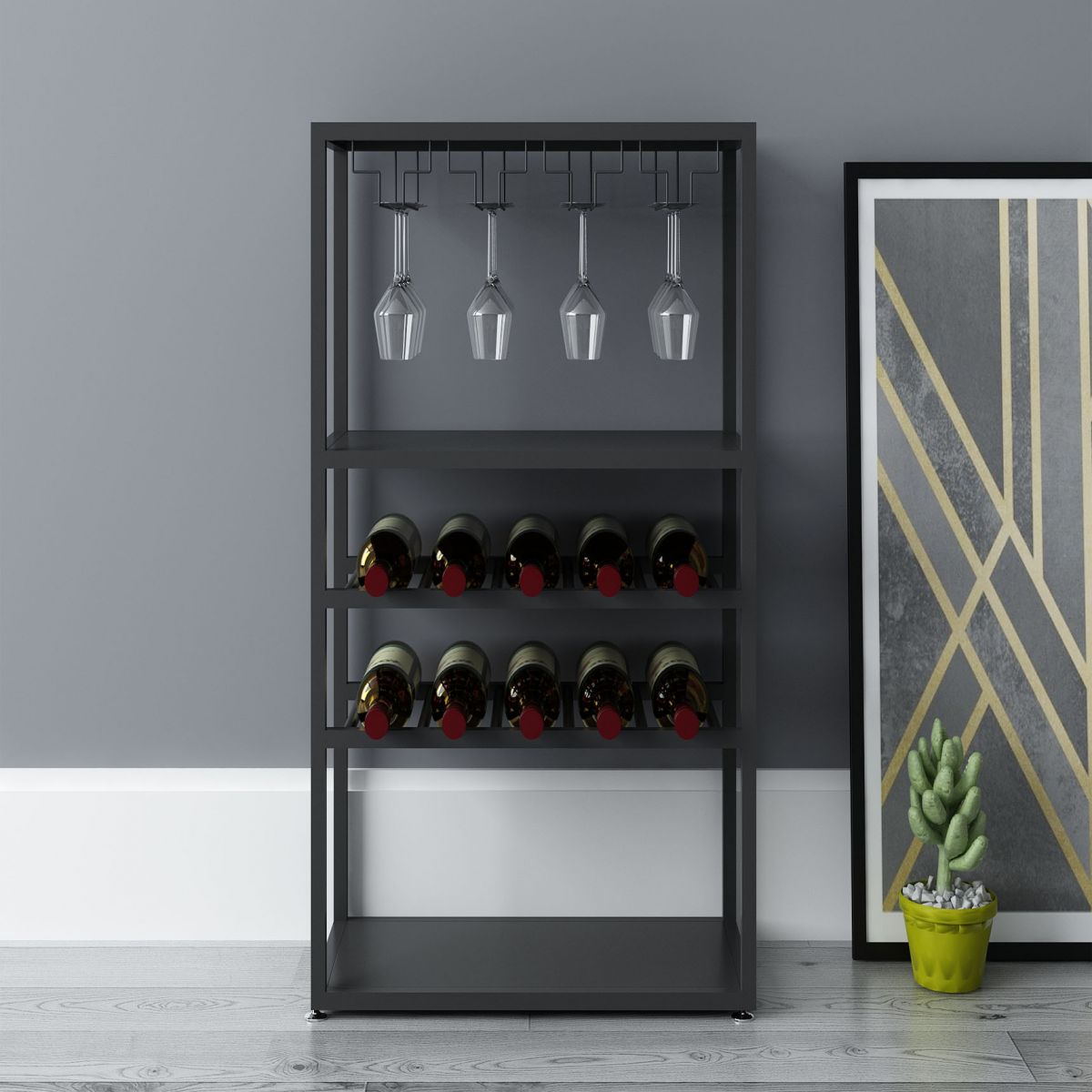 Modern Floor Wine Holder Rack Stemware Holder Metal Wine Rack Clearhalo 'furn' 'furn_wine_racks' 'Furniture' 'Kitchen & Dining Furniture' 'Wine Racks' 'wine_racks' 1200x1200_6f11b259-db89-4712-ab4f-67aa629c2dbd