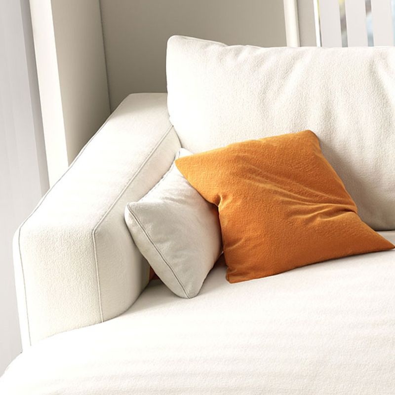 Square Arm Loose Back Sofa and Chaise Slipcovered White Fabric Sofa