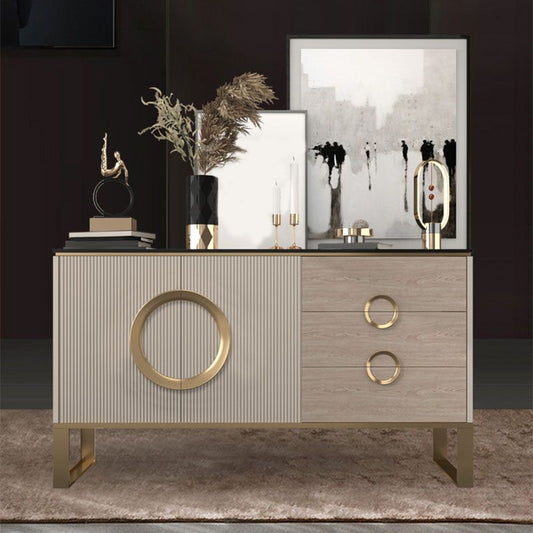 Sideboard in metallo a buffet in pietra in stile glam con 3 disegni
