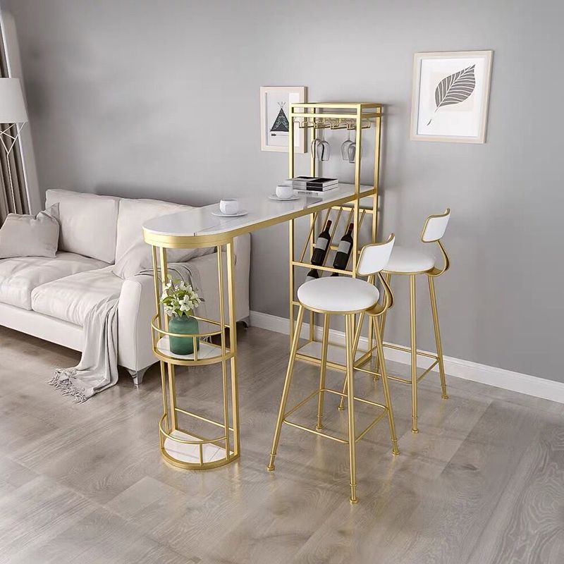 Glam Style Gold Iron Bar Table 41.3"H Faux Marble White Top Specialty Bistro Table Clearhalo 'Bar Furniture' 'Bar Tables' 'bar_tables' 'furn' 'furn_bar_tables' 'Furniture' 'furniture_bar_tables' 'Kitchen & Dining Furniture' 'kitchen&dining_furn' 'kitchen' 1200x1200_6f1ad300-2455-477a-b81b-38da5641c18f