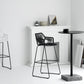 Modern Footrest Bar Stool Plastic Armed Stool with Metal Base