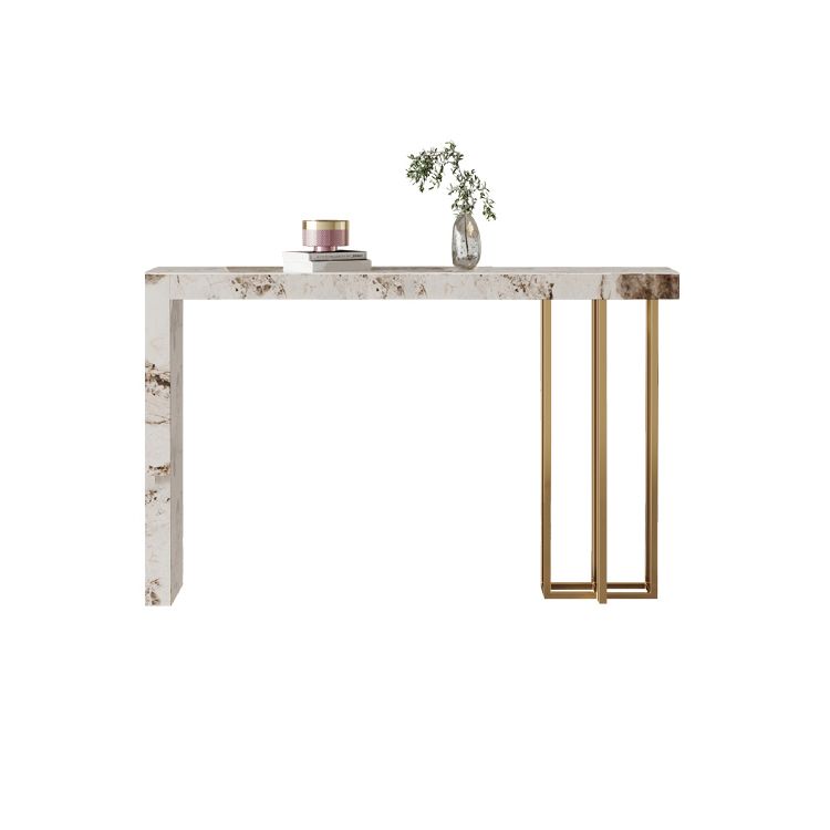 Nordic Glam Style Rectangle Bar Counter Table Sintered Stone Dining Table with Metal Legs Clearhalo 'Bar Furniture' 'Bar Tables' 'bar_tables' 'furn' 'furn_bar_tables' 'Furniture' 'furniture_bar_tables' 'Kitchen & Dining Furniture' 1200x1200_6f1b6103-b3e8-4c91-8847-130e411f6419