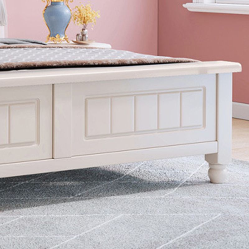 Eigentijds hout gebogen standaardbed, wit paneel hoofdeinde bodem