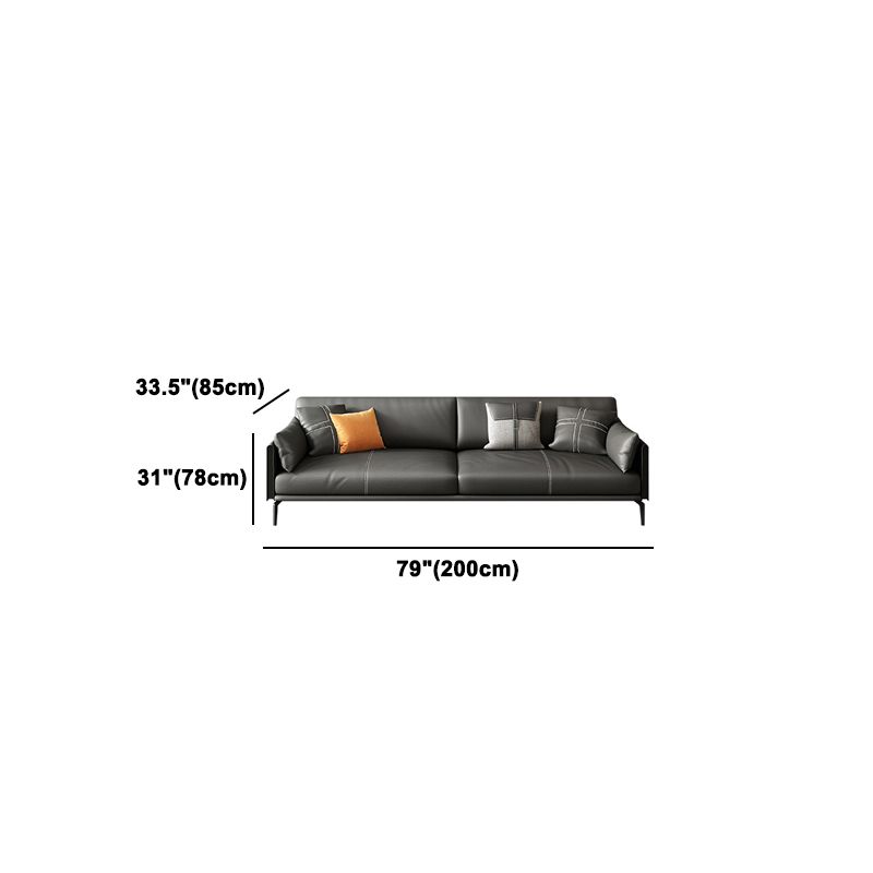 Contemporary Genuine Leather Square Arm Sofa Standard Sofa for Living Room Clearhalo 'furn' 'furn_sofas' 'Furniture' 'furniture_sofas' 'Living Room Furniture' 'Sofa' 'sofas' 1200x1200_6f21f6a8-fc18-4d3d-bd45-63943027b5dd