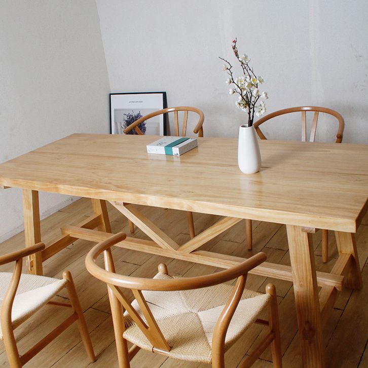 モダンな1/5ピースダイニングセット長方形の松の木ダイニングテーブルダイニングルームキッチン用