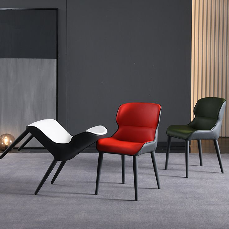 Inicio Silla lateral moderna del ala de la ala Matte Sillas de comedor de cuero falso