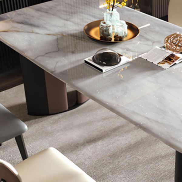 Double Pedestal Dinner Room Kitchen Table Modern Dining Room Table Clearhalo 'Dining Tables & Seating' 'Dining Tables' 'dining_table' 'furn' 'furn_dining_table' 'Furniture' 'Kitchen & Dining Furniture' 1200x1200_6f269dae-e154-46d4-b737-631eda06d912