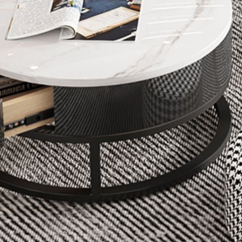Slate Round Frame Coffee Table Modern Nesting Coffee Table Set with Drawer Clearhalo 'Coffee & Accent Tables' 'Coffee Tables' 'coffee_tables' 'furn' 'furn_coffee_tables' 'Furniture' 'Living Room Furniture' 1200x1200_6f26e6af-f5b4-4880-8b6a-28d23348285f