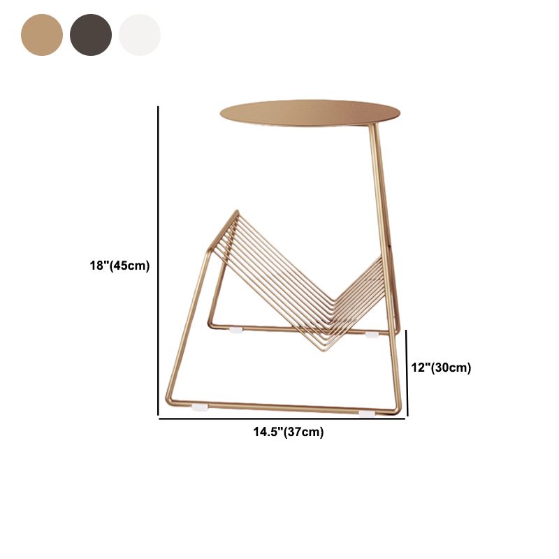Midden-eeuwse metalen ronde bovenste zijtafel Abstract eindtafel met tijdschriftrek