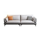 Faux Leather Sofa & Chaise Modern Flared Arm Sofa in Light Grey