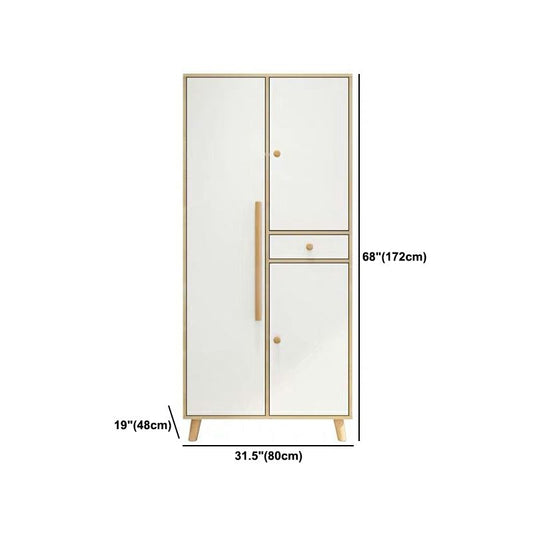 Modern White Wardrobe for Home Engineered Wood Cabinet with Hinged Doors