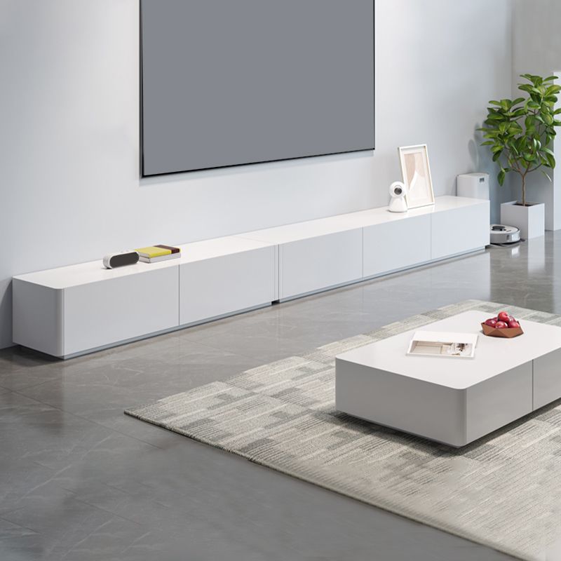 White Engineered Wood TV Console Contemporary Cable Management Media Console Clearhalo 'furn' 'furn_tv_stands_entertainment_centers' 'Furniture' 'Living Room Furniture' 'TV Stands & Entertainment Centers' 'TV Stands & Media Storage Furniture' 'tv_stands_entertainment_centers' 1200x1200_6f2bf6dd-7562-43f4-b96f-1767aca6f462
