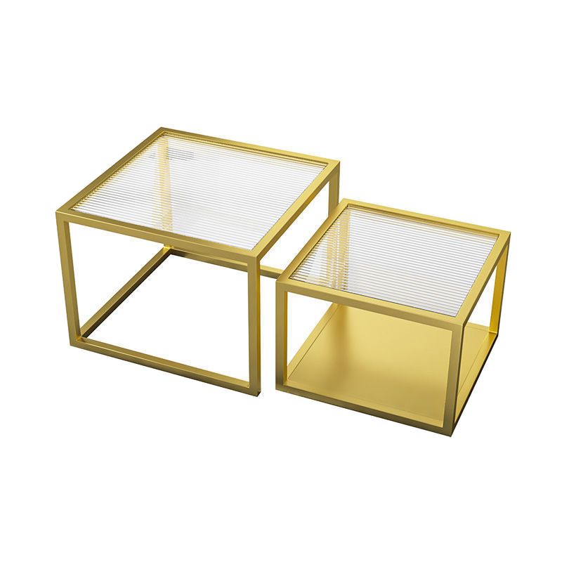 Square Nesting Coffee Table Modern Glass Top Frame Cocktail Table Clearhalo 'Coffee & Accent Tables' 'Coffee Tables' 'coffee_tables' 'furn' 'furn_coffee_tables' 'Furniture' 'Living Room Furniture' 1200x1200_6f2c6006-6849-46c5-9230-1d9eba55033a