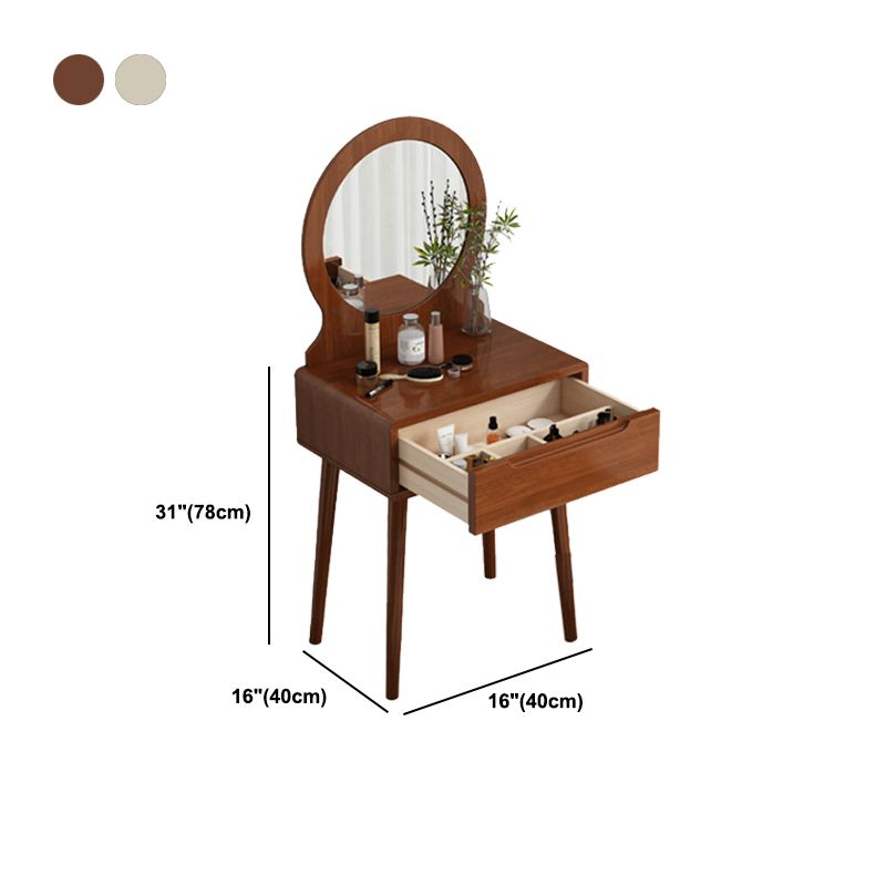 Scandinavisch massief houten dressoir 1-lading ijdelheid tafel met ontlasting en spiegel