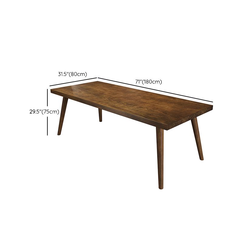Mesa de comedor estilo simplicidad, mesa de comedor rectangular de madera maciza, color marrón