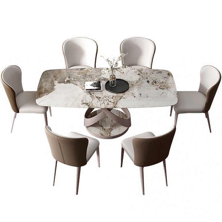 Casual Sintered Stone Standard Dining Table Rectangle Shape Dining Table with Pedestal Base Clearhalo ' dining_table' 'Dining Tables & Seating' 'Dining Tables' 'furn' 'furn_dining_table' 'Furniture' 'furniture_dining_table' 'Kitchen & Dining Furniture' 'kitchen&dining_furn' 'kitchen' 'kitchen_dining_table' 1200x1200_6f2d0abd-5205-4912-b698-ca5f57fadce8