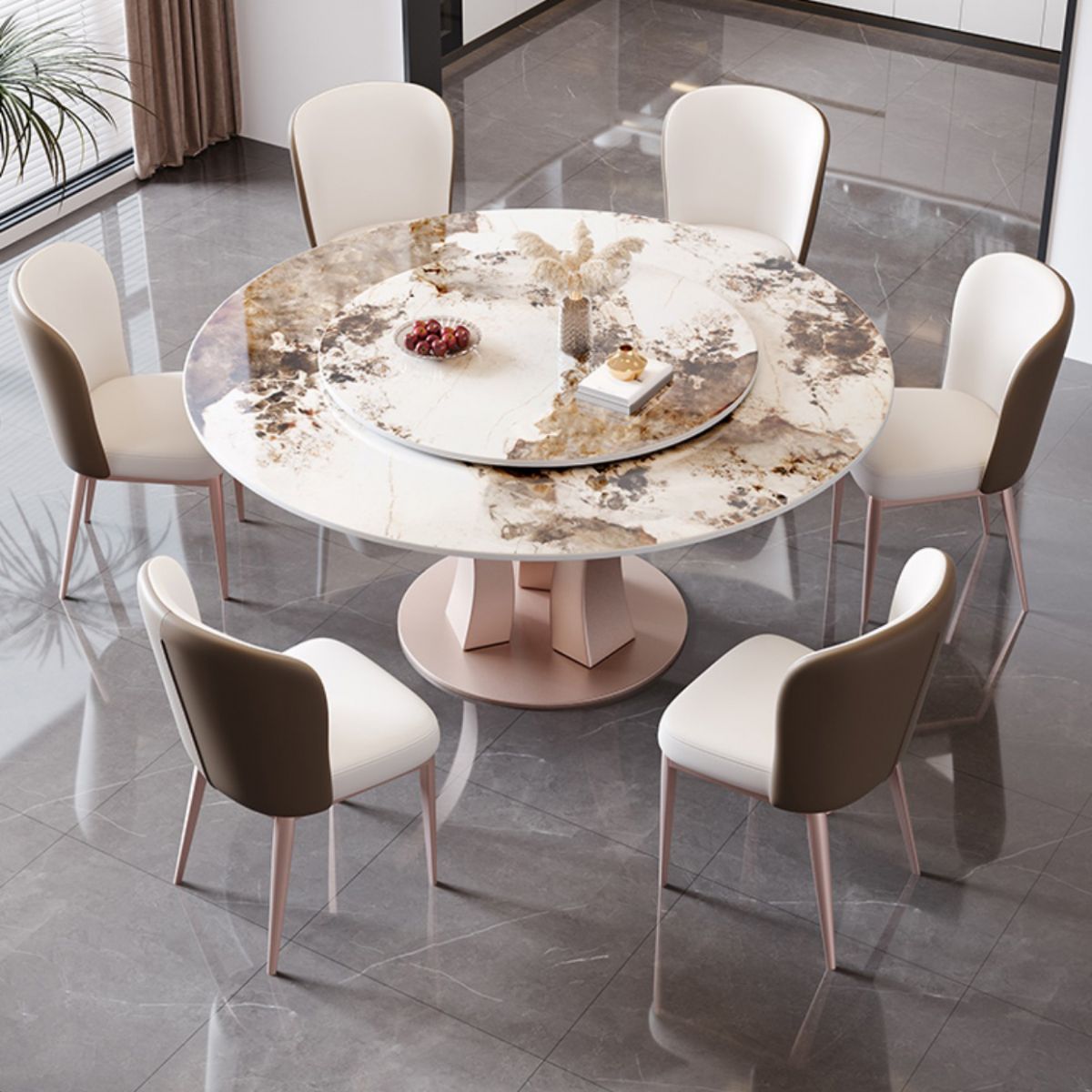 コンバーチブル焼結ストーンダイニングテーブルセット