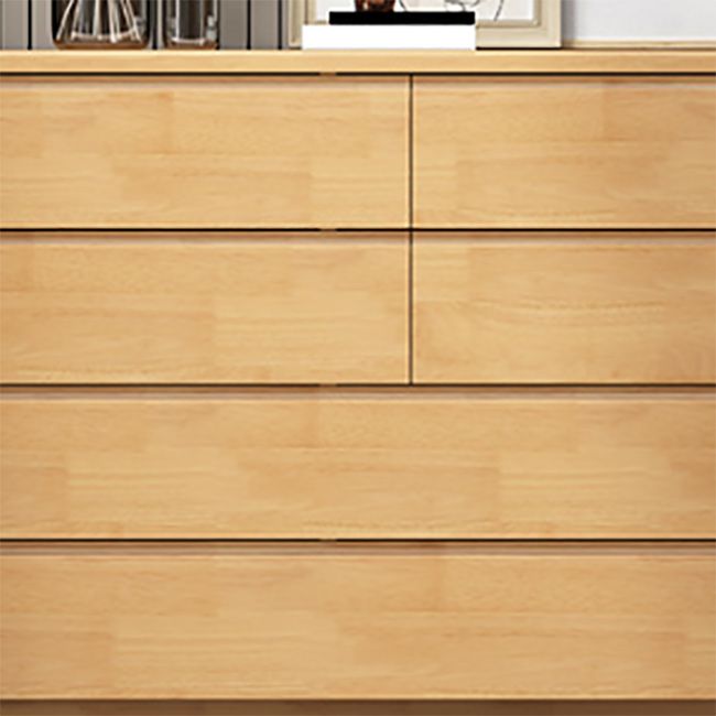 1-Door and 6-Drawer Chest Rubberwood 47.2" Wide Cabinet with Rattan Accent Clearhalo 'Cabinets & Chests' 'cabinets_chests' 'furn' 'furn_cabinets_chests' 'Furniture' 'Living Room Furniture' 1200x1200_6f304306-a71f-468e-9403-84a96b06ac41