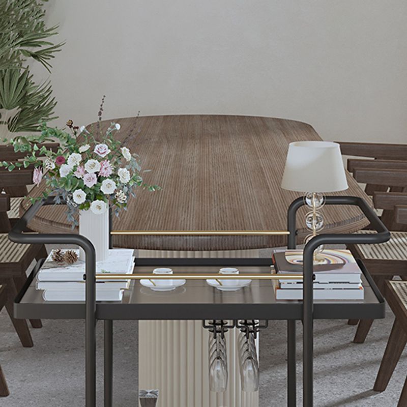 Modern Style Metal Prep Table 33.86"H Rolling Prep Table with Open Storage Clearhalo 'furn' 'furn_kitchen_islands_carts' 'Furniture' 'Kitchen & Dining Furniture' 'Kitchen Islands & Carts' 'kitchen_islands_carts' 1200x1200_6f32d3bf-78bb-45e8-97ec-cc8492ec42d8