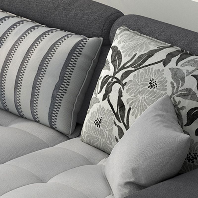 Slipcovered Square Arm Sectional Modern Fabric 4-seater Sectional Clearhalo 'furn' 'furn_sectionals' 'Furniture' 'Living Room Furniture' 'Sectionals' 1200x1200_6f36f065-5387-4c7b-a805-d4d93b44bd0b