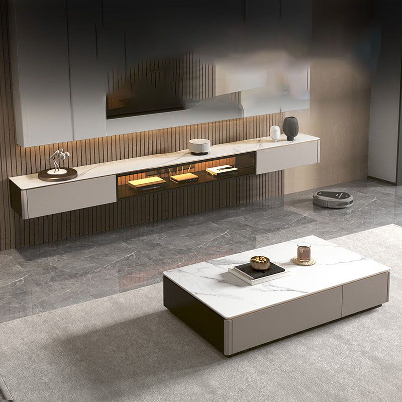 Zeitgenössische TV -Konsole -Stein -TV -Medienkonsole für Wohnzimmer