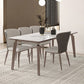 Mesa de comedor estilo Glam, mesa de comedor rectangular de piedra en blanco